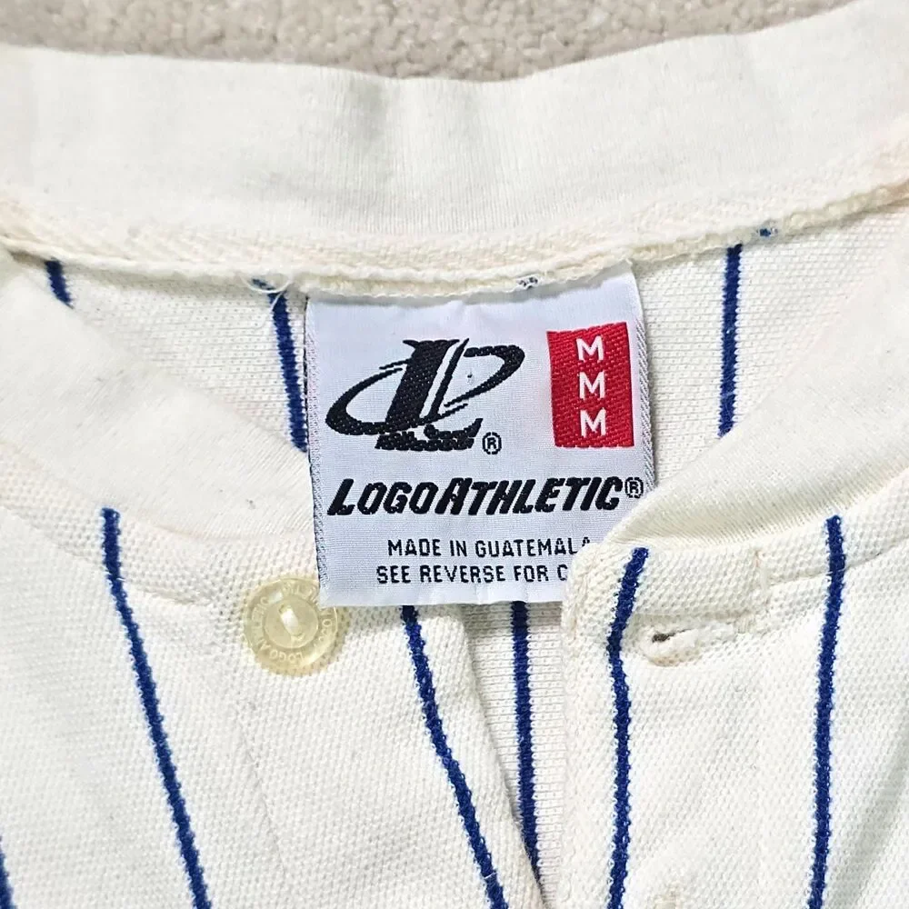 Vintage Kansas City Royals Shirt Men's M White MLB Logo Athletic Pinstripe
